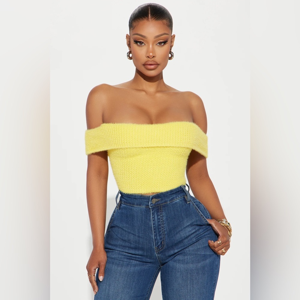Shoulder sweater top - Yellow